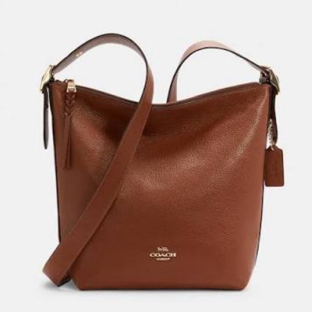 Coach Val Duffle Brown Leather Crossbody Shoulder Bag Soft Leather EUC Like New